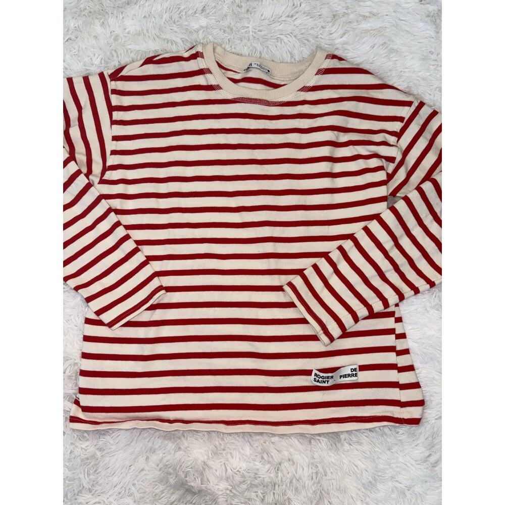 Zara Sz. M Roger De Saint-Pierre Classic Red Striped Heavier Weight Nautical Top